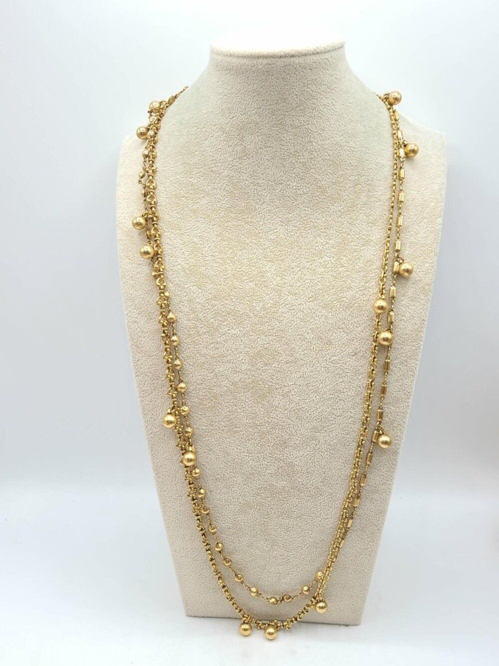 J Crew Gold Tone Multi Strand Necklace with gold Beads